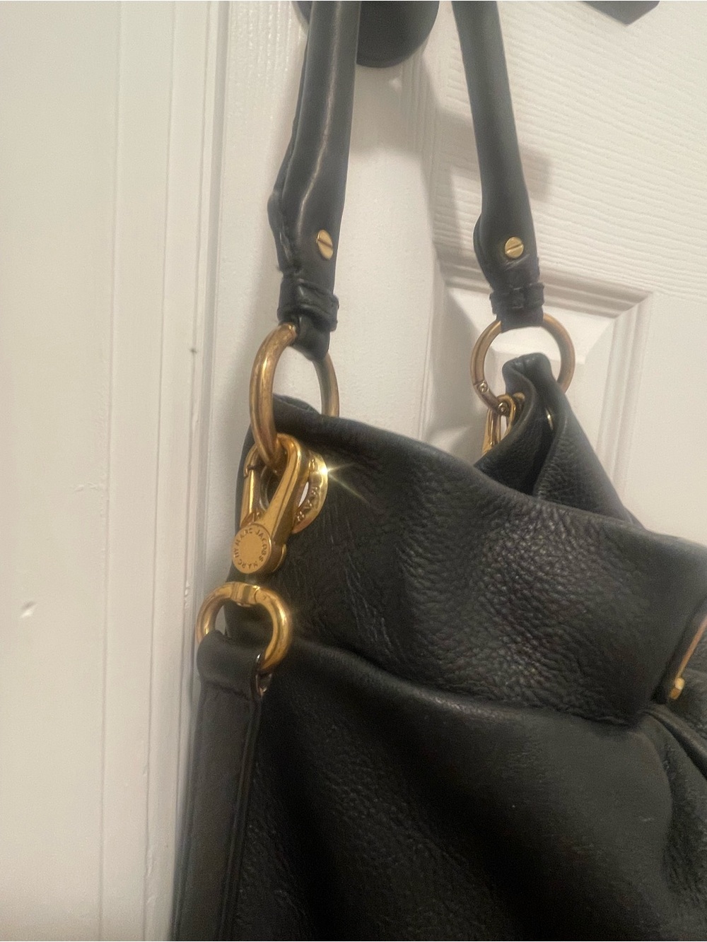 Marc by Marc Jacobs Black Pebbled Leather Hobo with Gold Hardware - Picture 5 of 16